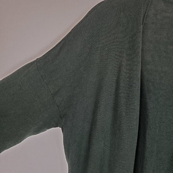 Eileen Fisher Duster Cardigan Olive Green Linen Cotton Open Front Size Medium - Picture 5 of 5